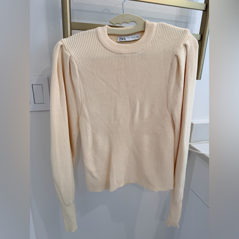 Zara Cream Crew Neck Sweater